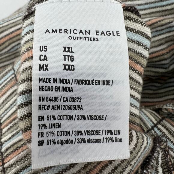 American Eagle Womens Multi-Colored Striped Linen Pants Size XXL - Picture 6 of 8